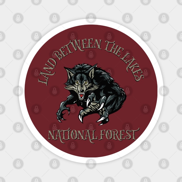 Land between the lakes National forest Dogman design Magnet by Spearhead Ink